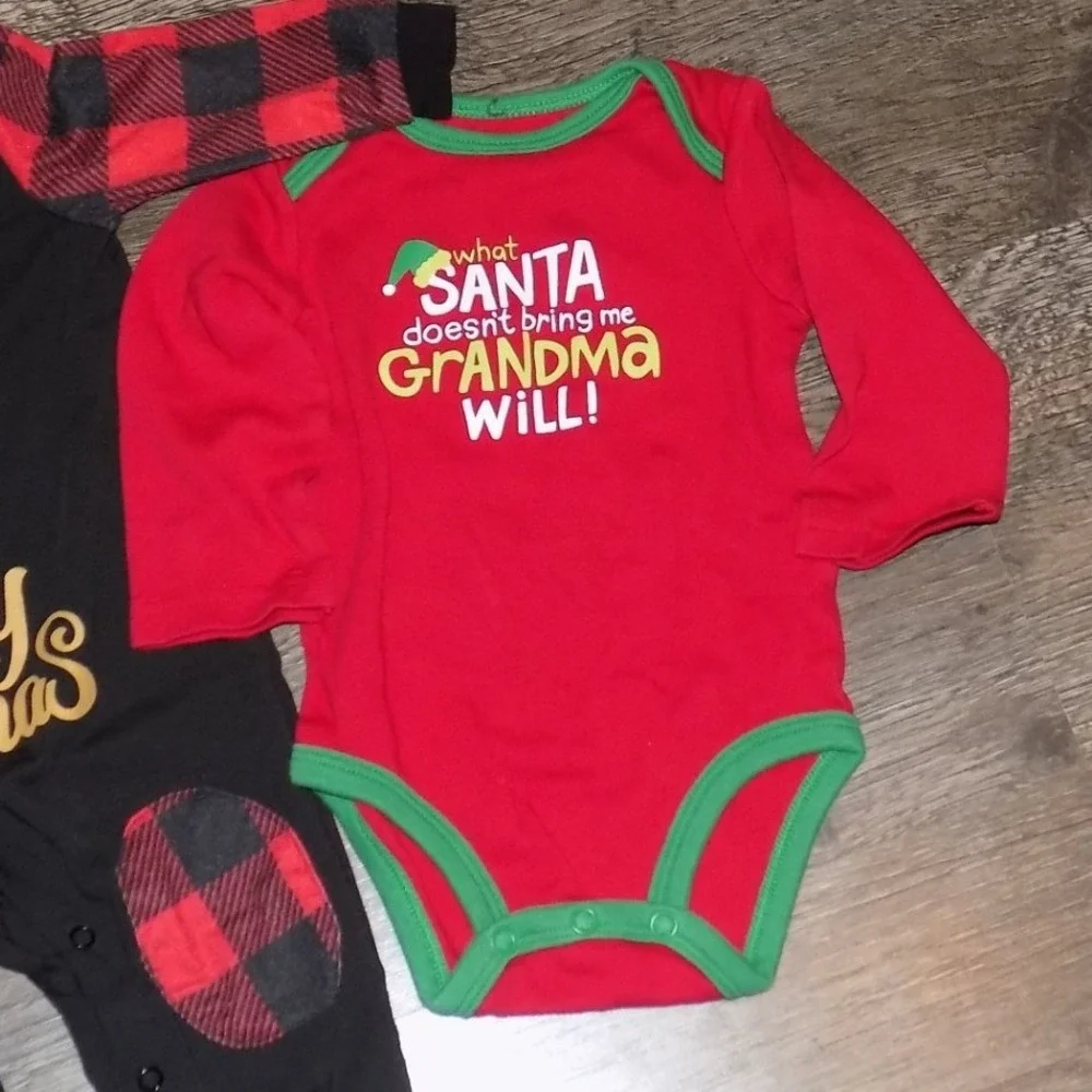Carters Patpat Christmas Bundle Baby 3-6M‎ Red Black White Good Holiday Outfits